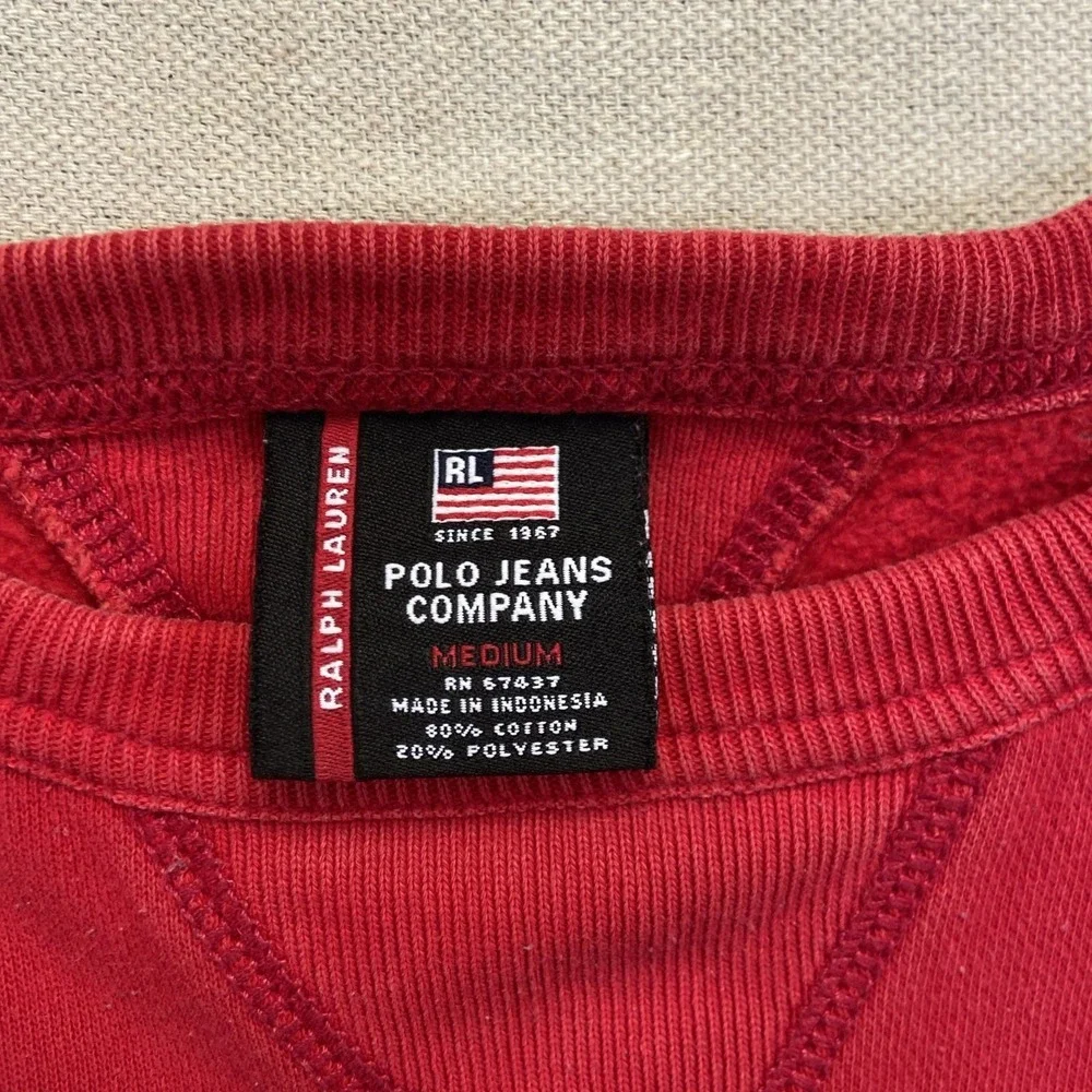 Polo Ralph Lauren Sweatshirt Mens M RL67 Jeans Pullover Red Vintage Y2k